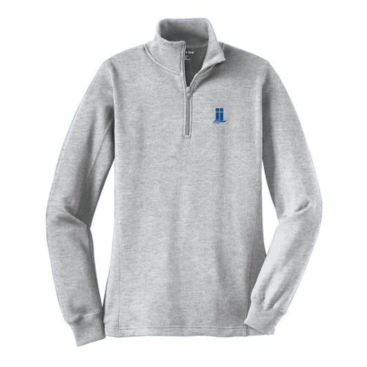 The Lanier Christian Academy Logo | Women's Athletic Heather	1/4-Zip Sweatshirt
