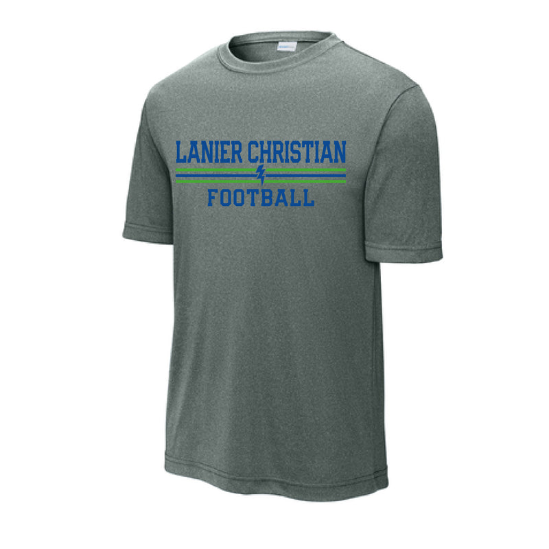 The Lanier Football Stripes | Grey Concrete Heather Performance Tee