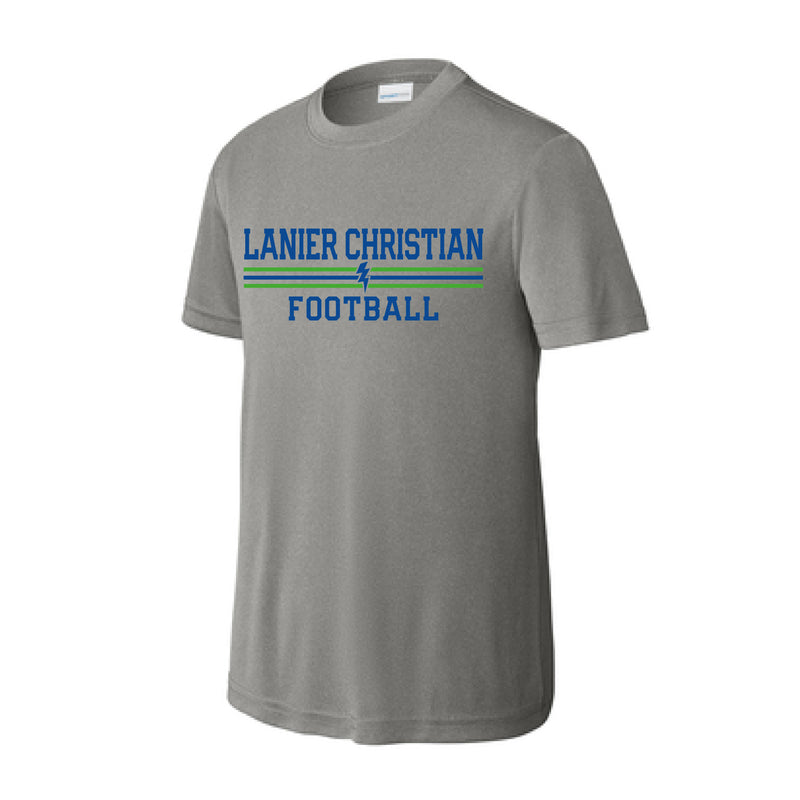 The Lanier Football Stripes | Grey Concrete Heather Performance Youth Tee