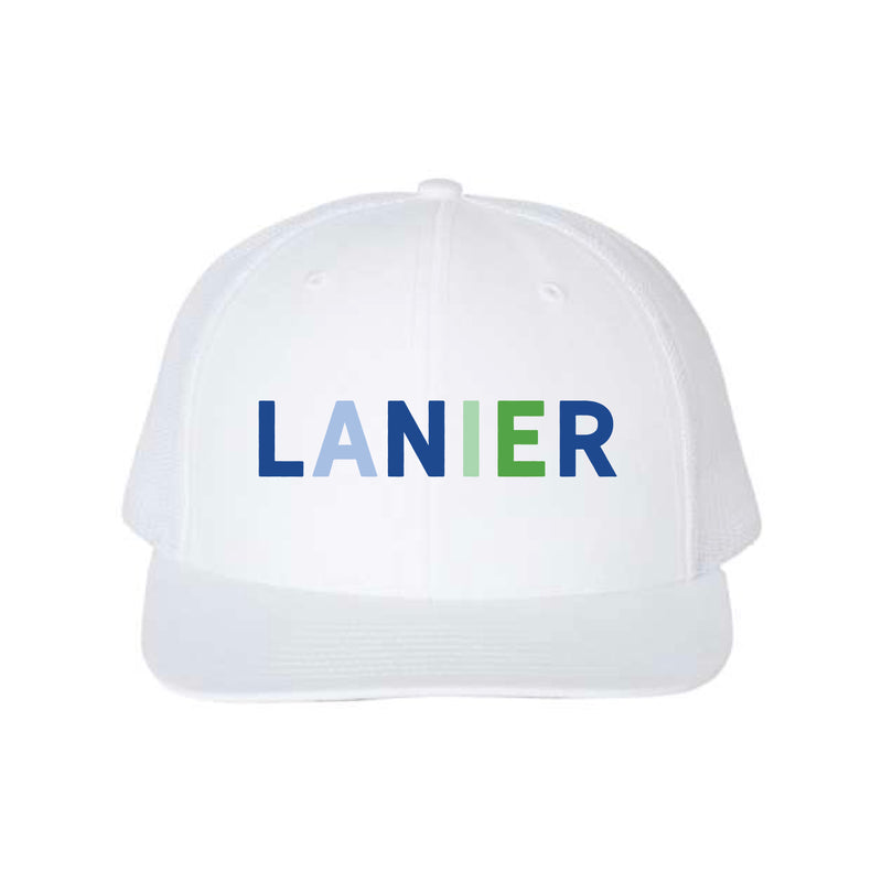 The Lanier Multi 3D Puff | Embroidered White Richardson Trucker Cap