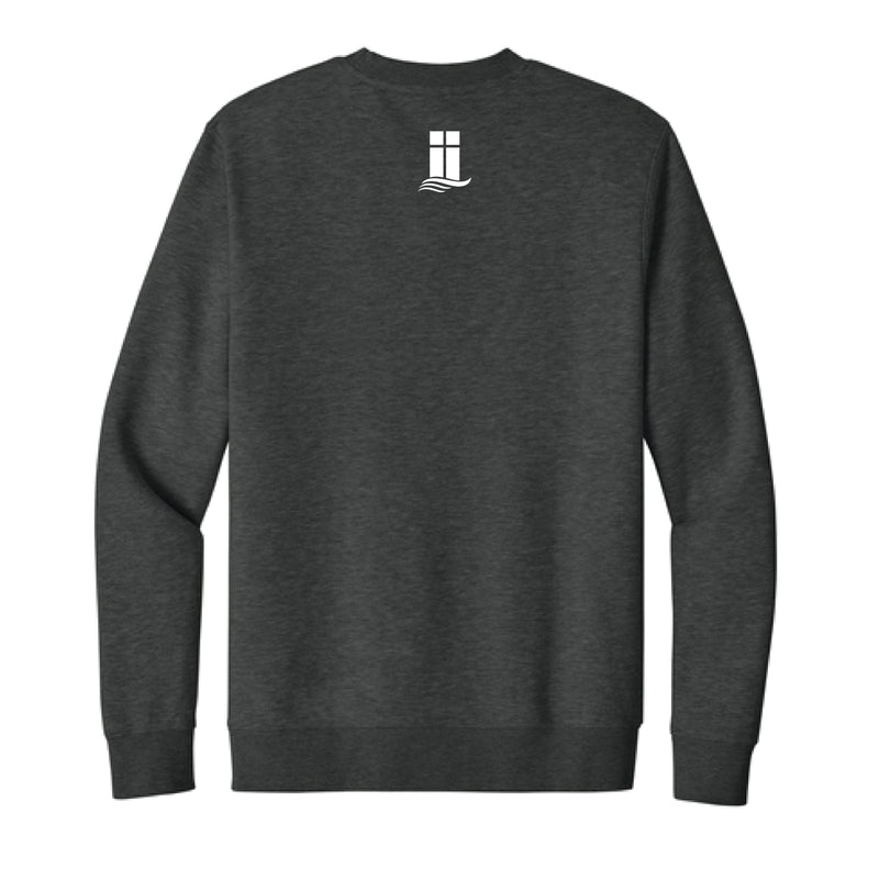 The Lanier Serif | Adult Heathered Charcoal Crewneck Sweatshirt