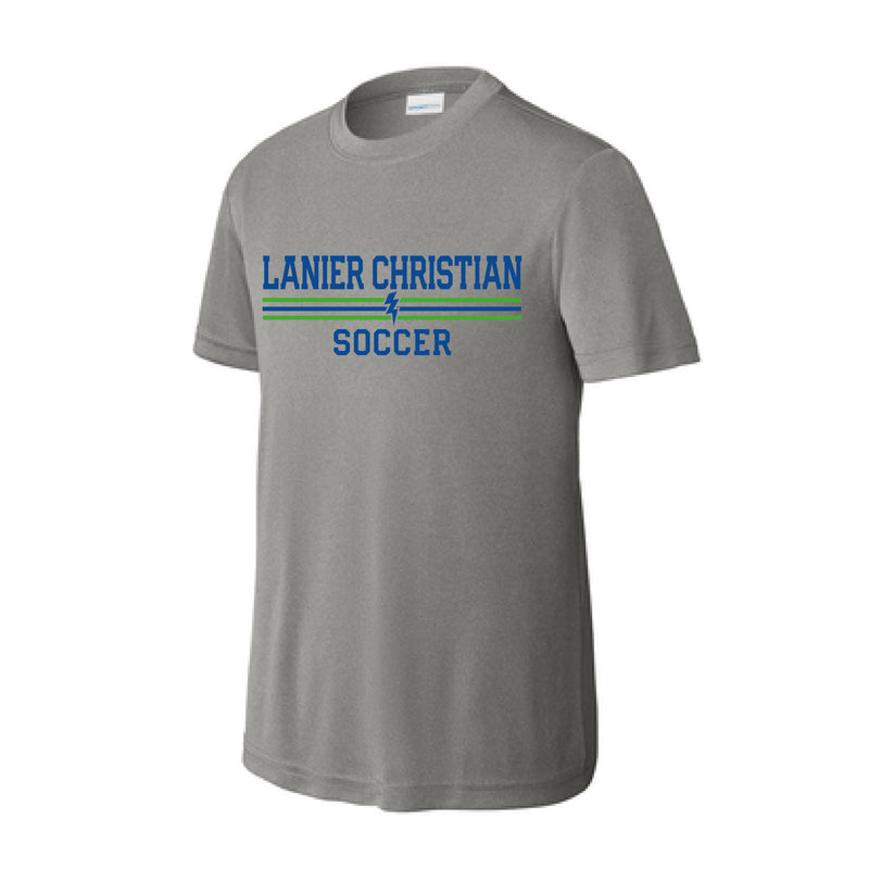 The Lanier Soccer Stripes | Grey Concrete Heather Performance Youth Tee