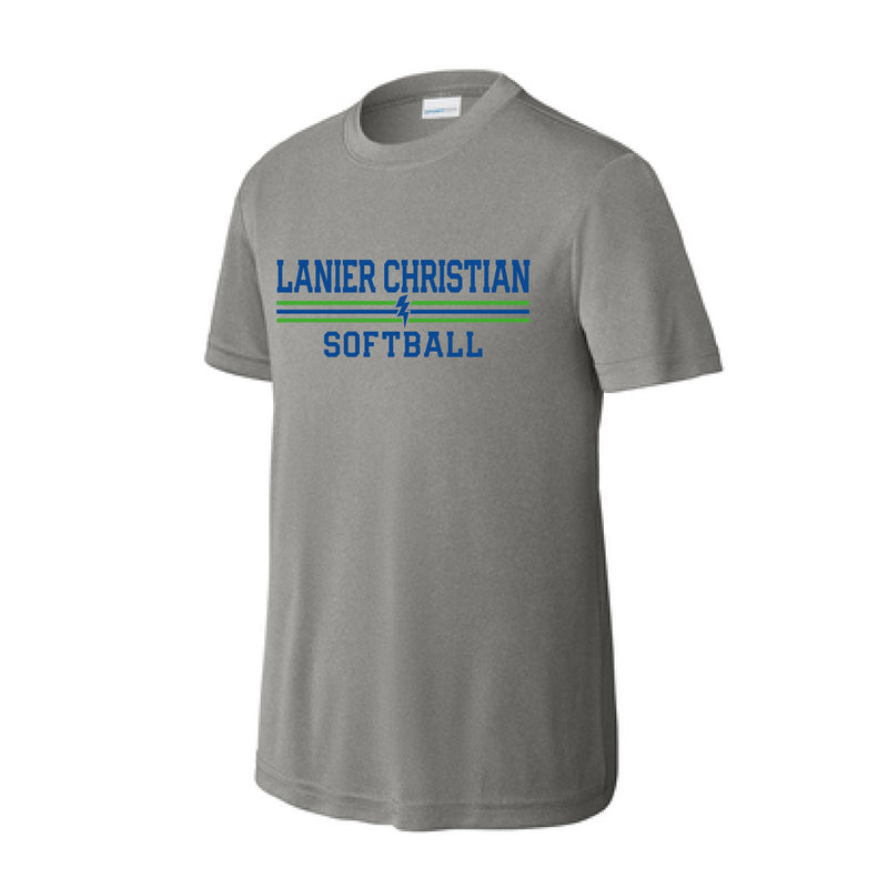 The Lanier Softball Stripes | Grey Concrete Heather Performance Youth Tee