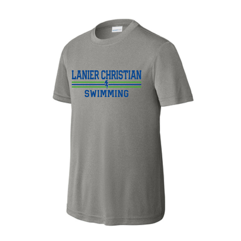 The Lanier Swimming Stripes | Grey Concrete Heather Performance Youth Tee