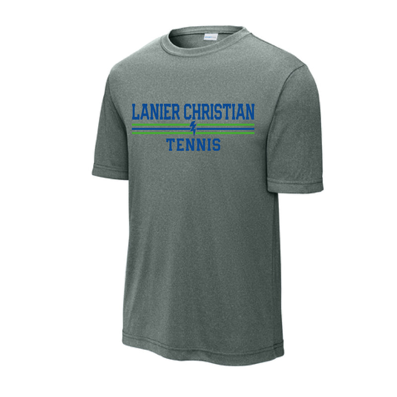 The Lanier Tennis Stripes | Grey Concrete Heather Performance Tee