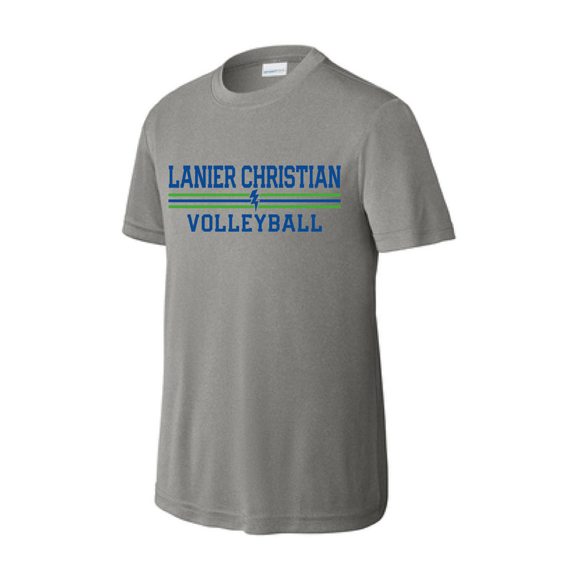 The Lanier Volleyball Stripes | Grey Concrete Heather Performance Youth Tee