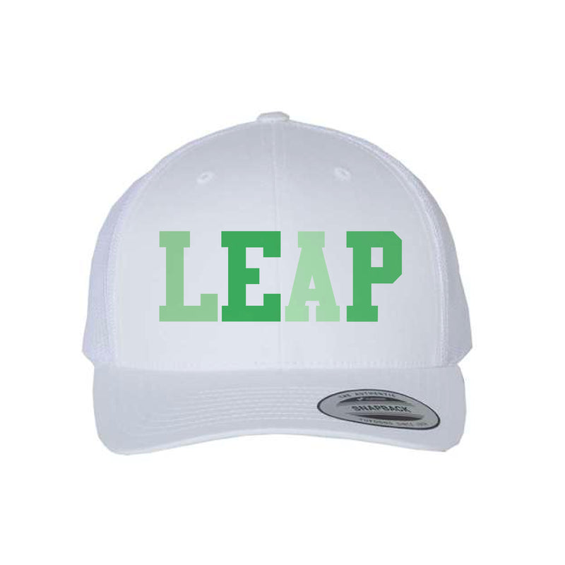 The Leap Multi | Embroidered Adult White Trucker Cap