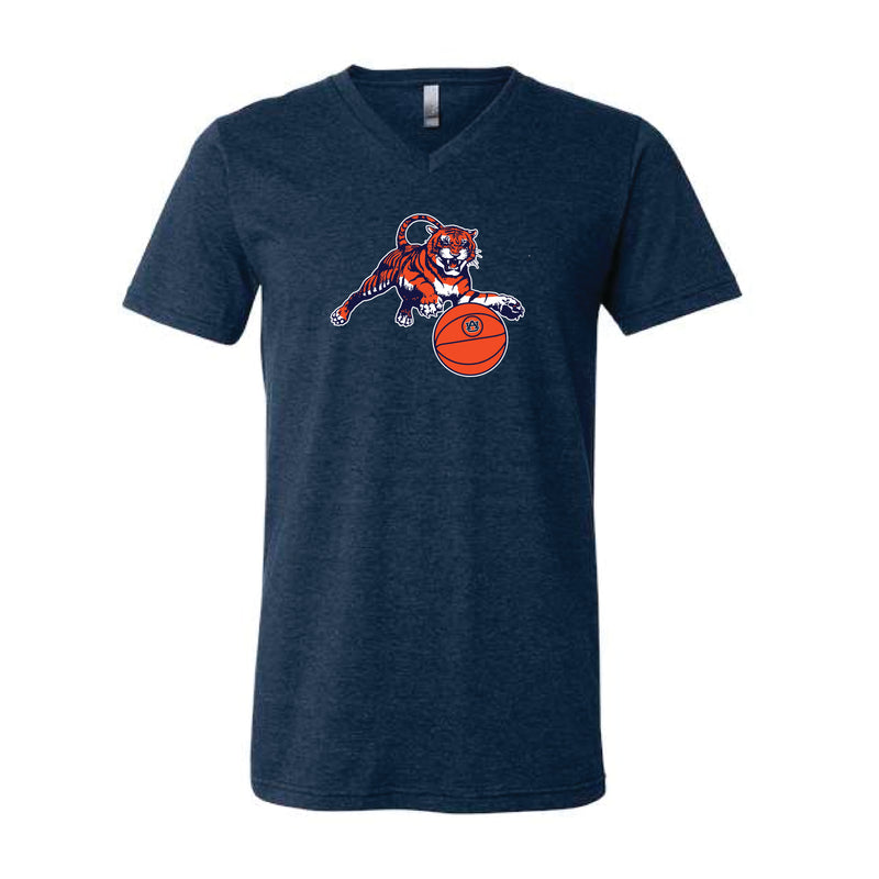 The Leaping Tiger Basketball | Heather Navy V-Neck Tee