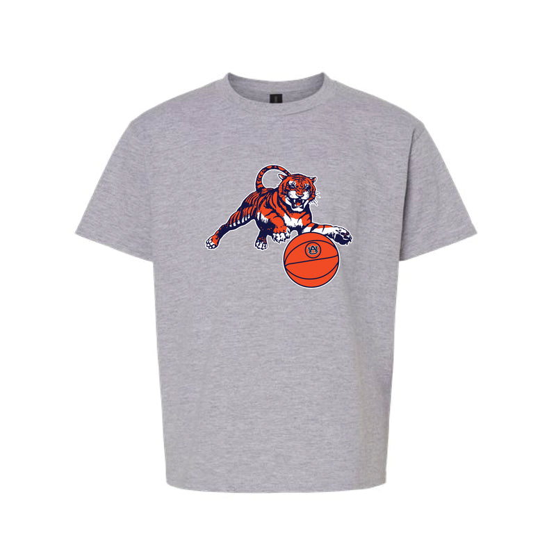 The Leaping Tiger Basketball | Youth Sport Grey Tee