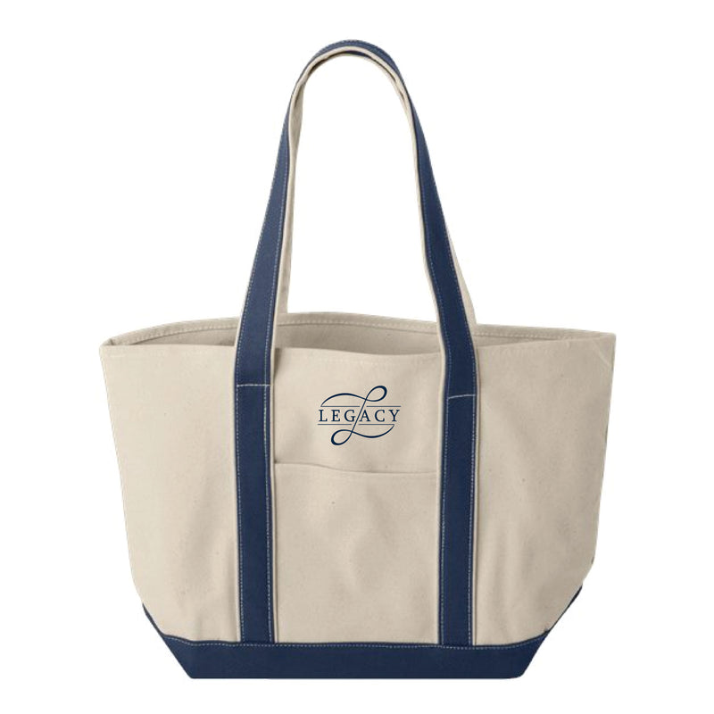 The Legacy Logo | Embroidered Natural/ Navy Liberty Tote