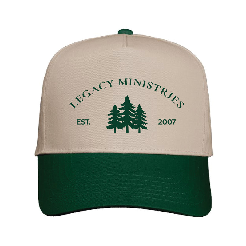 The Legacy Ministries Serif Hat | Embroidered Khaki/ Forest Green Valucap Hat