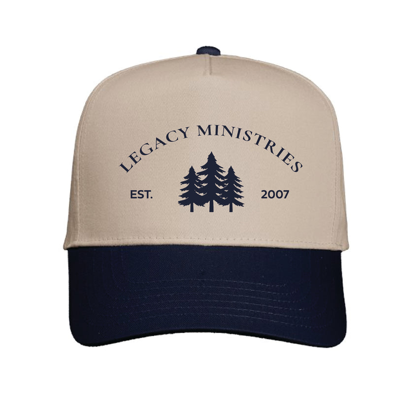The Legacy Ministries Serif Hat | Embroidered Khaki/ Navy Valucap Hat