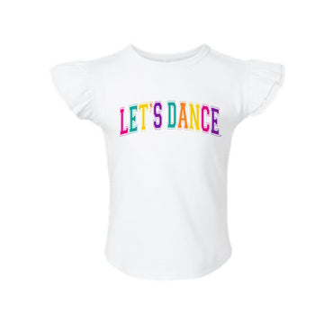 The Let's Dance Collegiate Arch | Toddler White Flutter Sleeve Tee