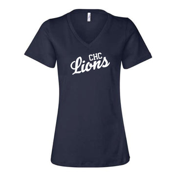 The Lions Script | Adult True Navy V-Neck Tee