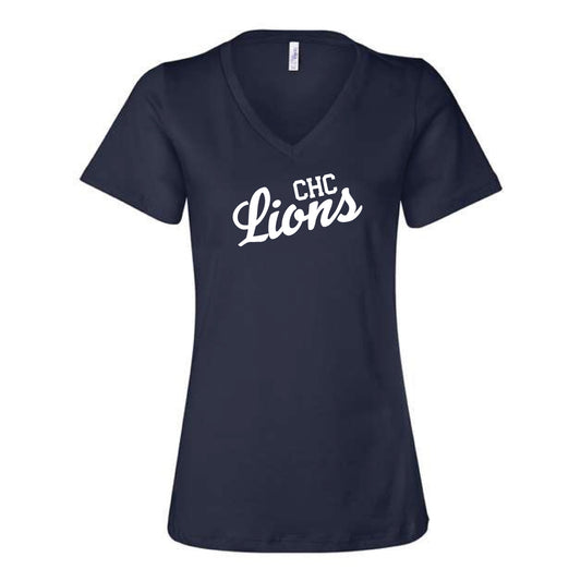 The Lions Script | Adult True Navy V-Neck Tee