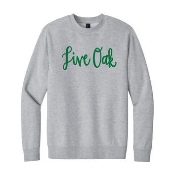 The Live Oak Script | Adult Embroidered Light Heather Grey Sweatshirt