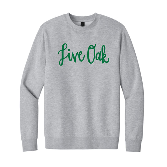 The Live Oak Script | Adult Embroidered Light Heather Grey Sweatshirt
