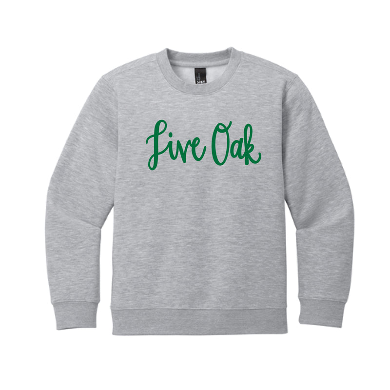The Live Oak Script | Youth Embroidered Light Heather Grey Sweatshirt