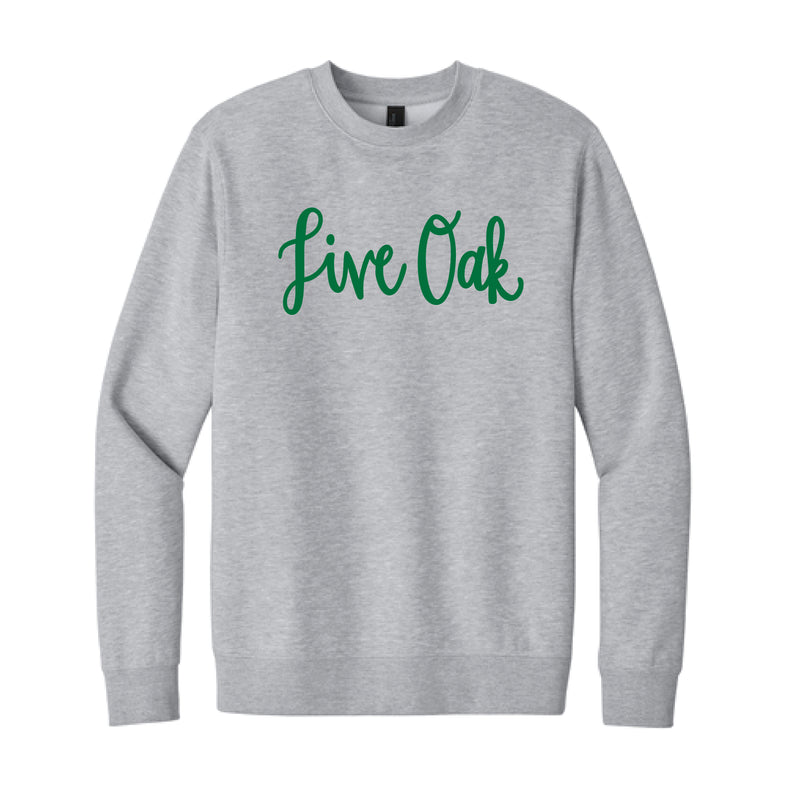 The Live Oak Script | Adult Embroidered Light Heather Grey Sweatshirt