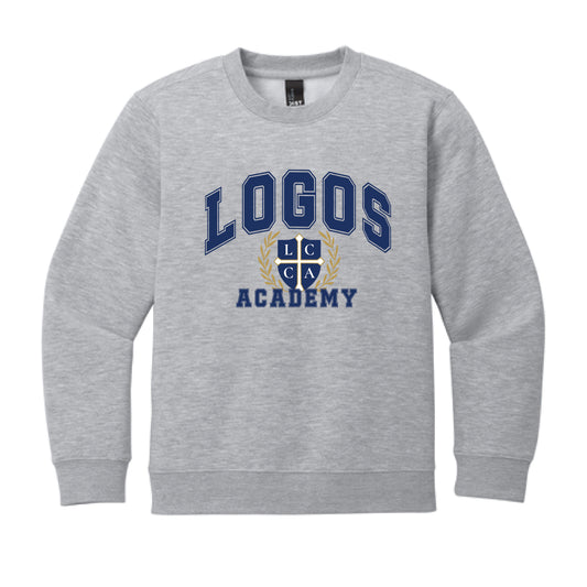 The Logos Academy Arch  | Youth Light Heather Grey Crewneck Sweatshirt
