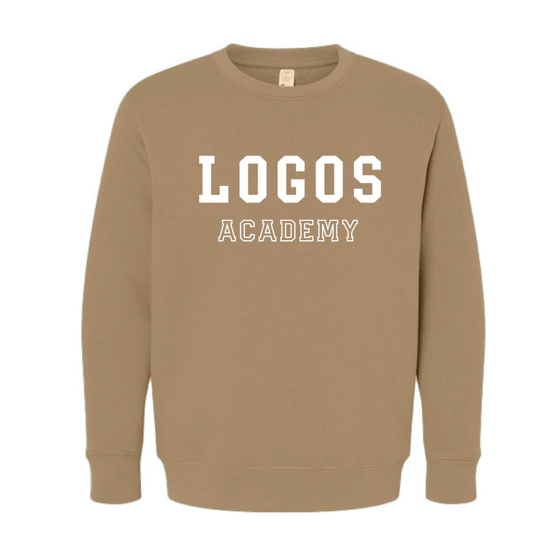 The Logos Academy Block | Youth Coyote Brown Crewneck Sweatshirt