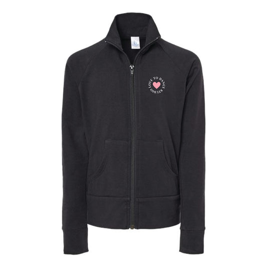 The Love To Dance Circle | Youth Black Full-Zip Track Jacket
