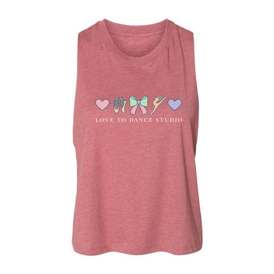 The Love To Dance Icons | Adult Heather Mauve Racerback tank