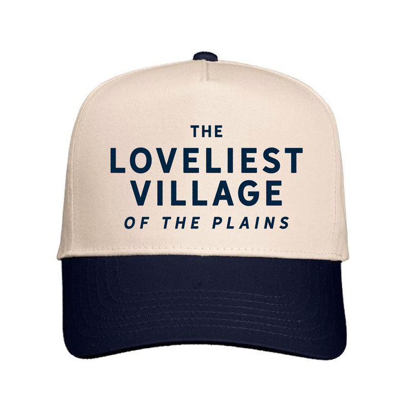 The Loveliest Village Hat | Embroidered Natural/ Navy Cap