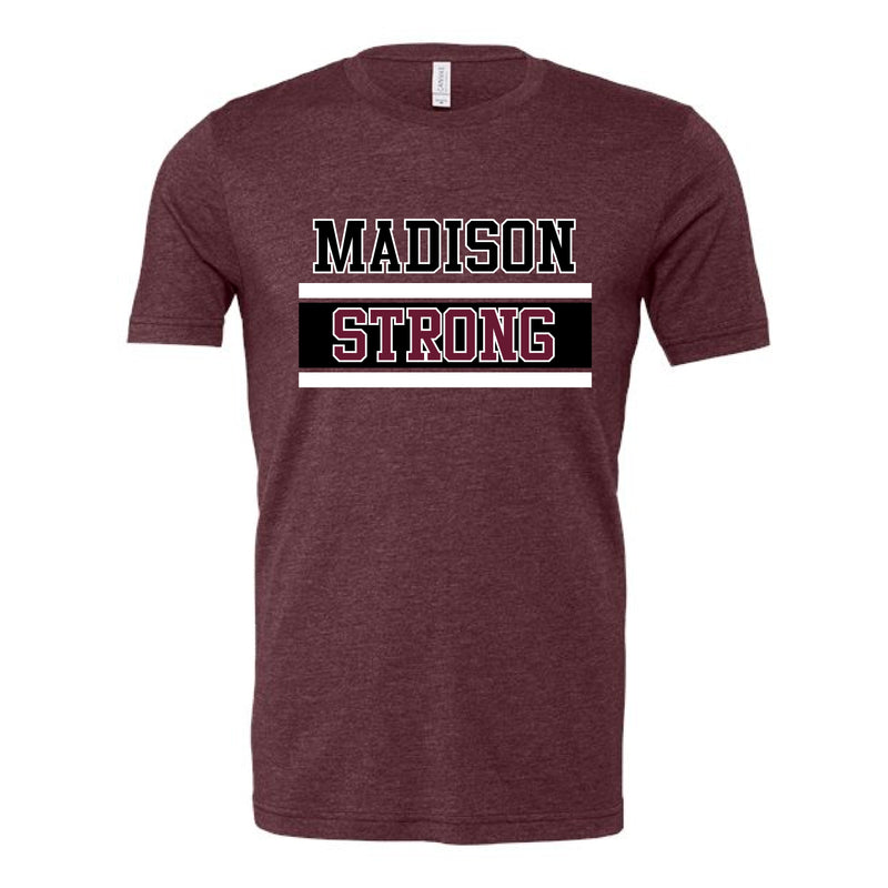 The Madison Strong Stripes | Heather Maroon Tee