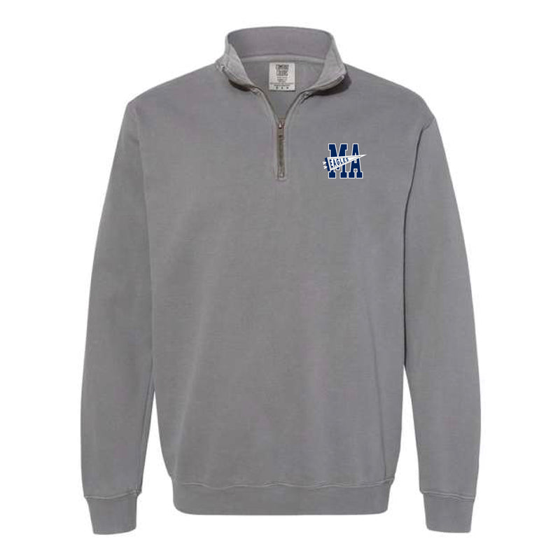 The MA Eagles Flag | Adult Grey Quarter Zip Sweatshirt