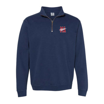 The MA Eagles Flag | Adult Embroidered True Navy Quarter Zip Sweatshirt