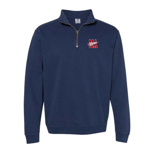 The MA Eagles Flag | Adult Embroidered True Navy Quarter Zip Sweatshirt