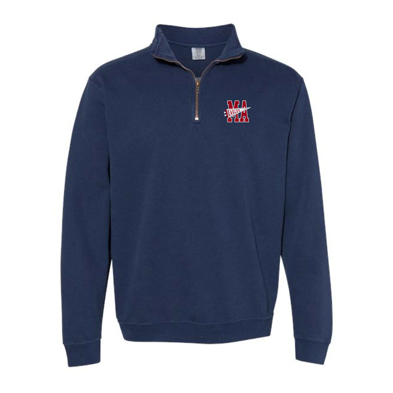 The MA Eagles Flag | Adult True Navy Quarter Zip Sweatshirt