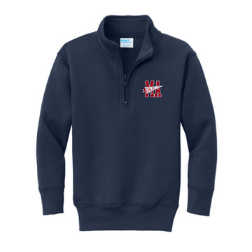 The MA Eagles Flag | Youth Embroidered Navy Quarter Zip Pullover Sweatshirt