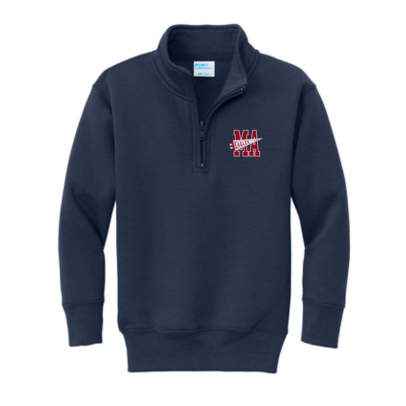 The MA Eagles Flag | Youth Navy Quarter Zip Pullover Sweatshirt