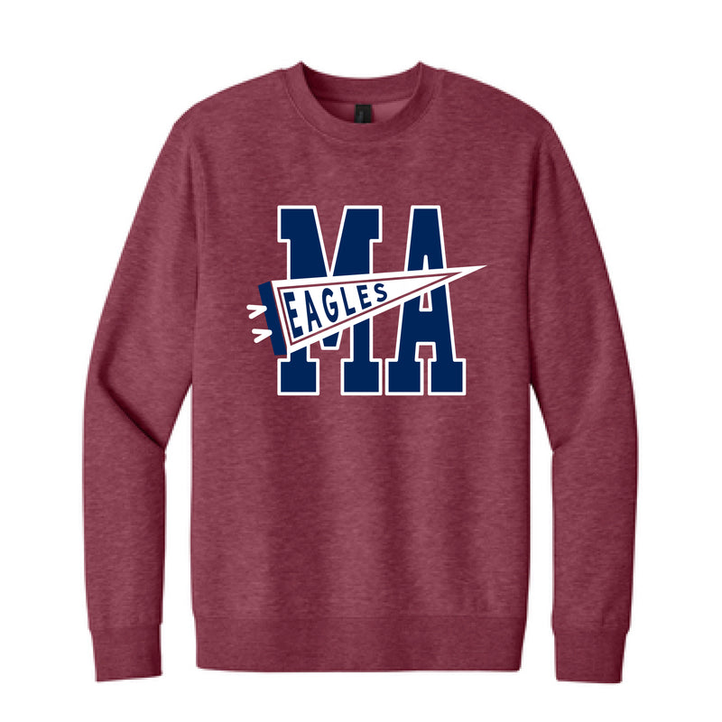 The MA Eagles Flags | Adult Heathered Cardinal Fleece Crew