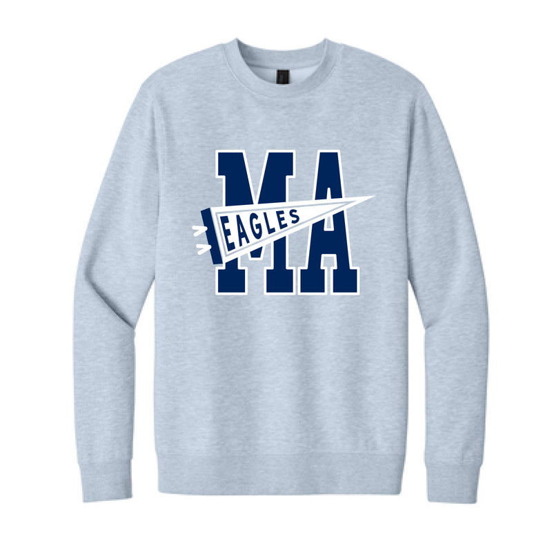 The MA Eagles Flag | Adult Light Heather Grey Fleece Crew