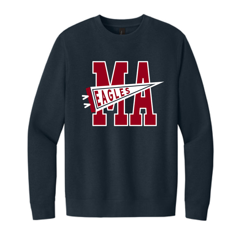 The MA Eagles Flags | Adult New Navy Fleece Crew