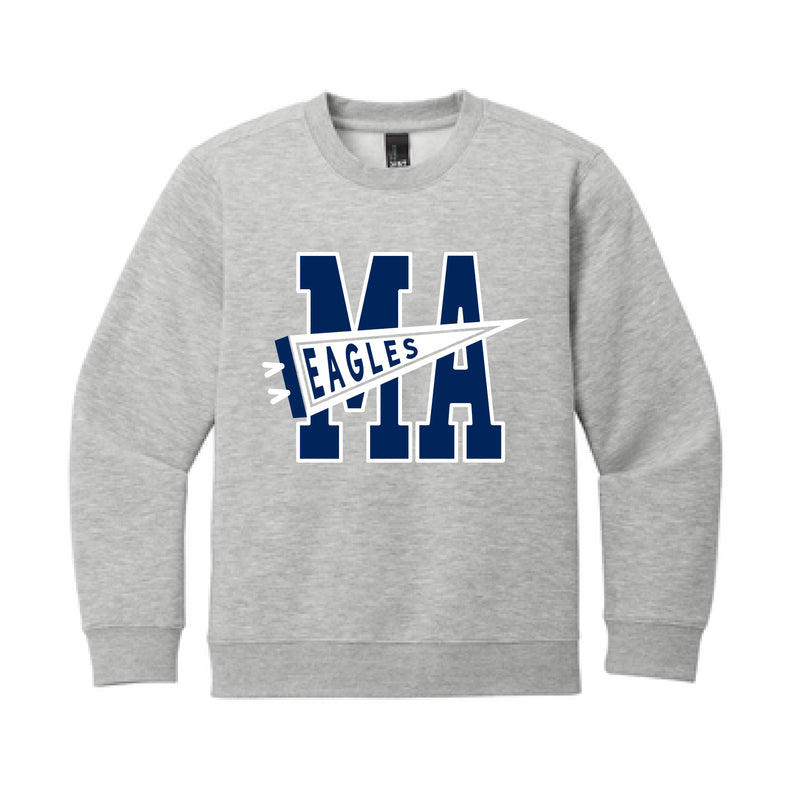 The MA Eagles Flag | Youth Light Heather Grey Fleece Crew