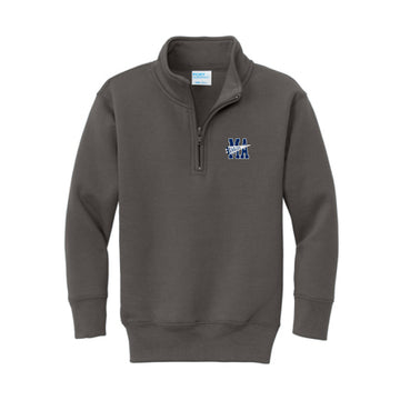 The MA Eagles Flag | Youth Embroidered Charcoal Quarter Zip Pullover Sweatshirt