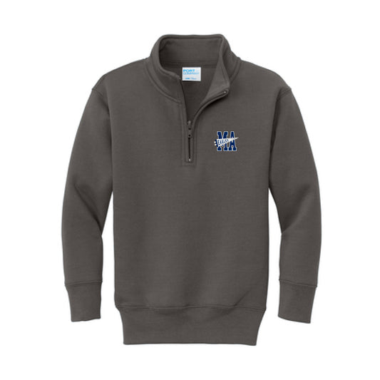 The MA Eagles Flag | Youth Embroidered Charcoal Quarter Zip Pullover Sweatshirt