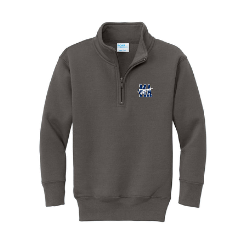 The MA Eagles Flag | Youth Charcoal Quarter Zip Pullover Sweatshirt