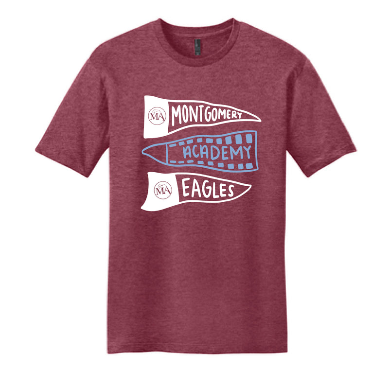 The MA Eagles Wavy Flags | Adult Heathered Cardinal Tee