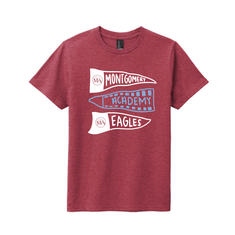 The MA Eagles Wavy Flags | Youth Heathered Cardinal Tee