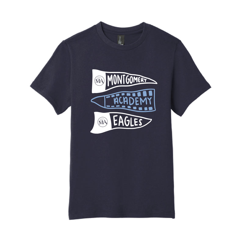 The MA Eagles Wavy Flags | Youth New Navy Tee