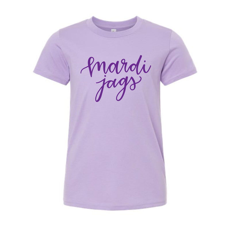 The Mardi Gras Script | Youth Dark Lavender Tee