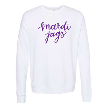 The Mardi Gras Script | Adult White Sweatshirt