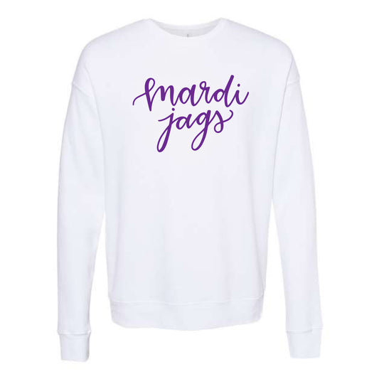 The Mardi Gras Script | Adult White Sweatshirt