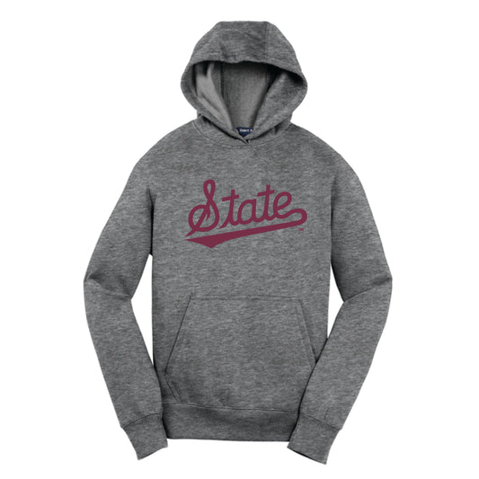 The State Baseball Script | Youth Vintage Heather Hoodie