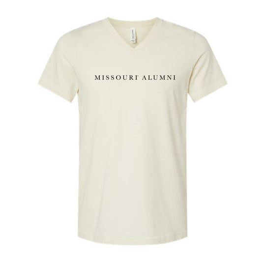 The Missouri Alumni Serif | Natural V-Neck Tee